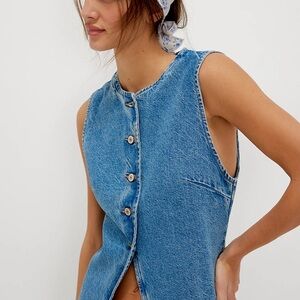 We The Free Aimee Vest: Free People Denim Button-Up Top